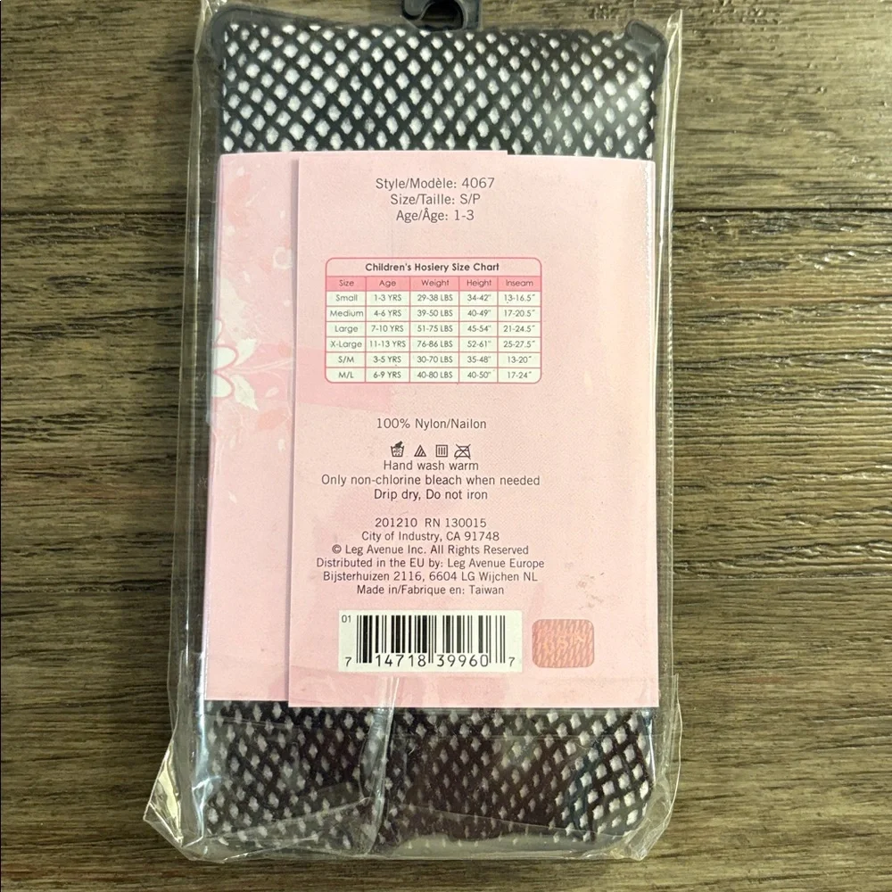 NWT [Enchanted Costumes] Black Fishnet Tights Stockings Nylons Kids S M or XL